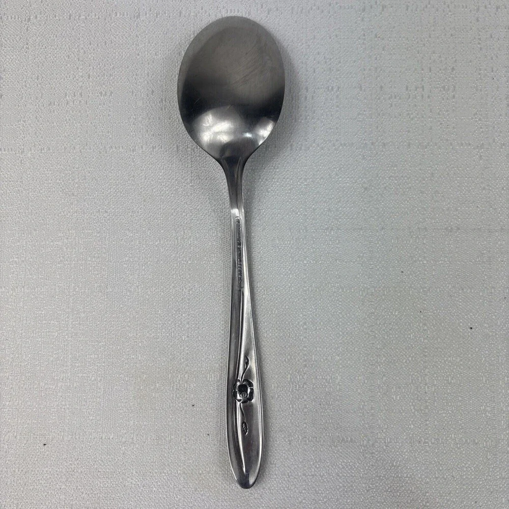 Sears Roebuck Provincial Rose Stainless Tradition‎ Serving Spoon 8 3/8